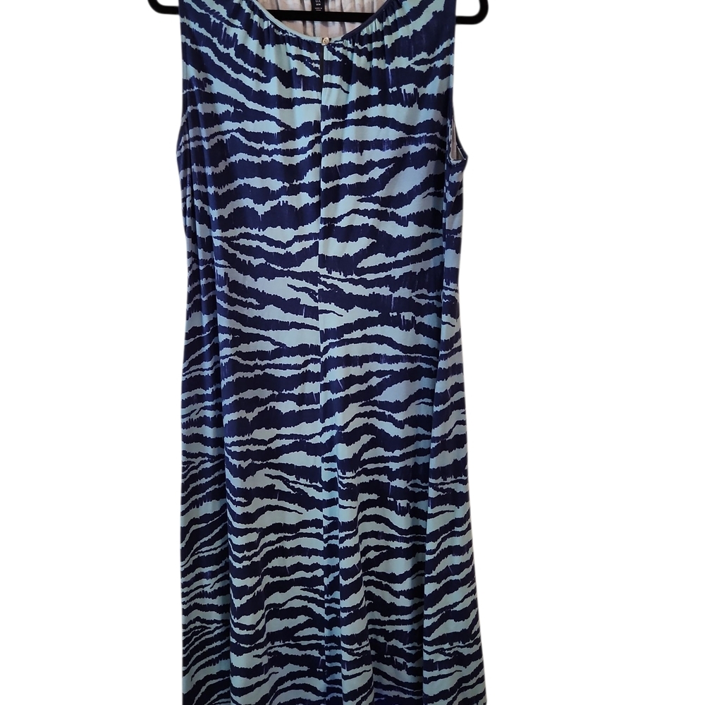 Lands' End Blue and Black Zebra Print Midi Dress